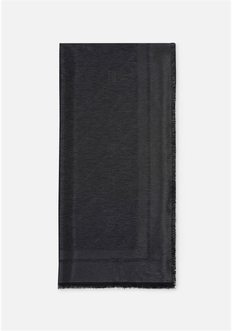 Sciarpa nera da donna in filo lurex con pattern righe e logo ELISABETTA FRANCHI | SC03F46E2110